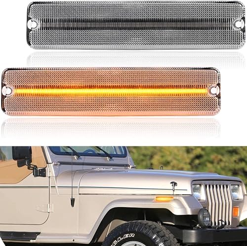 NJSBYL Lámparas LED de marcador lateral para J-eep Wrangler YJ 1987 1988 1989 1990 1991 1992 1993 1994 1995 Wrangler Base Islander Laredo Sahara
