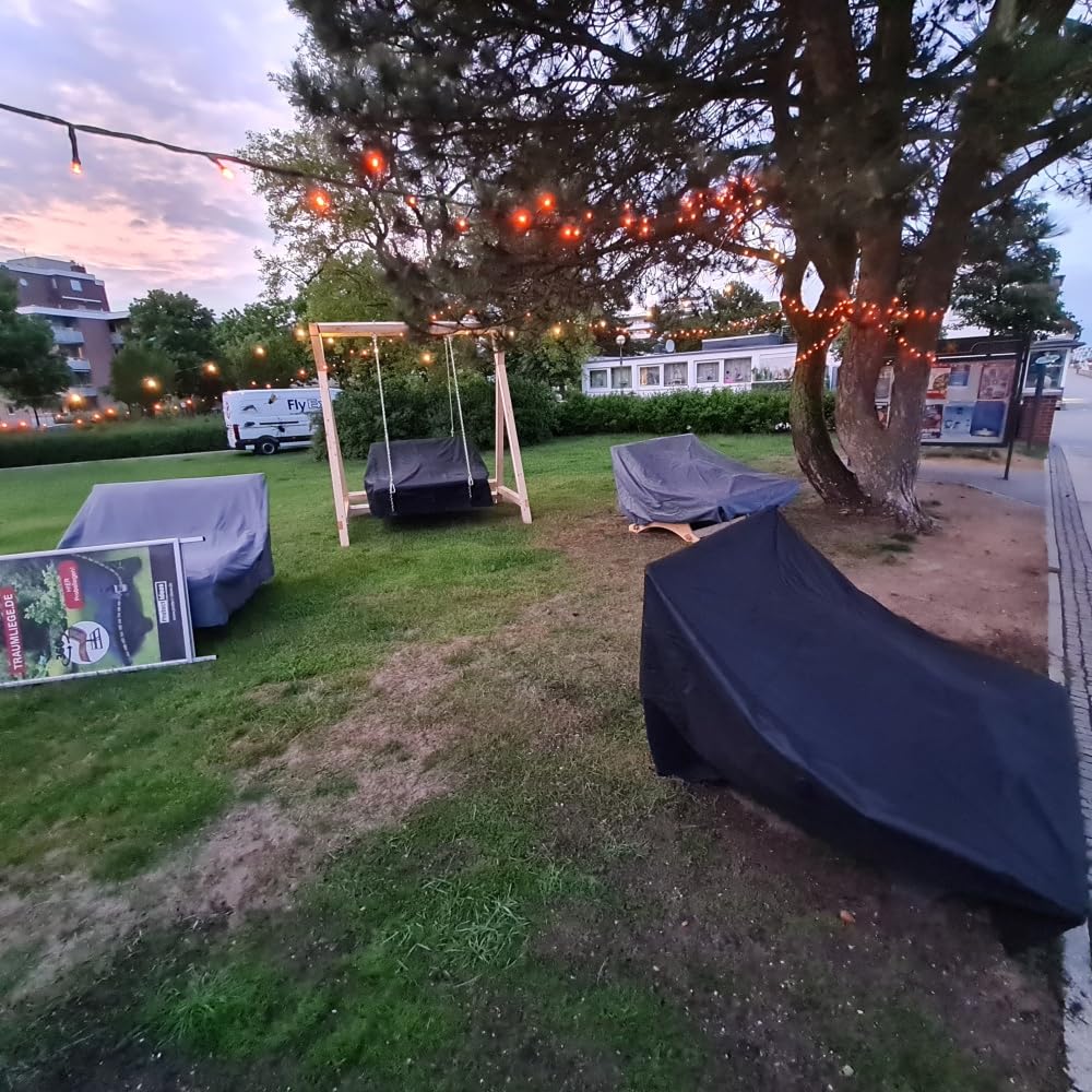 XXL Schutzhülle Wetterschutzhülle Abdeckhaube für Waldsofa Wellenliege Sonnenliege Relaxliege Himmelsliege Wellnessliege Saunaliege Holzliege für den Garten (Schutzhülle, XXL Schwarz)