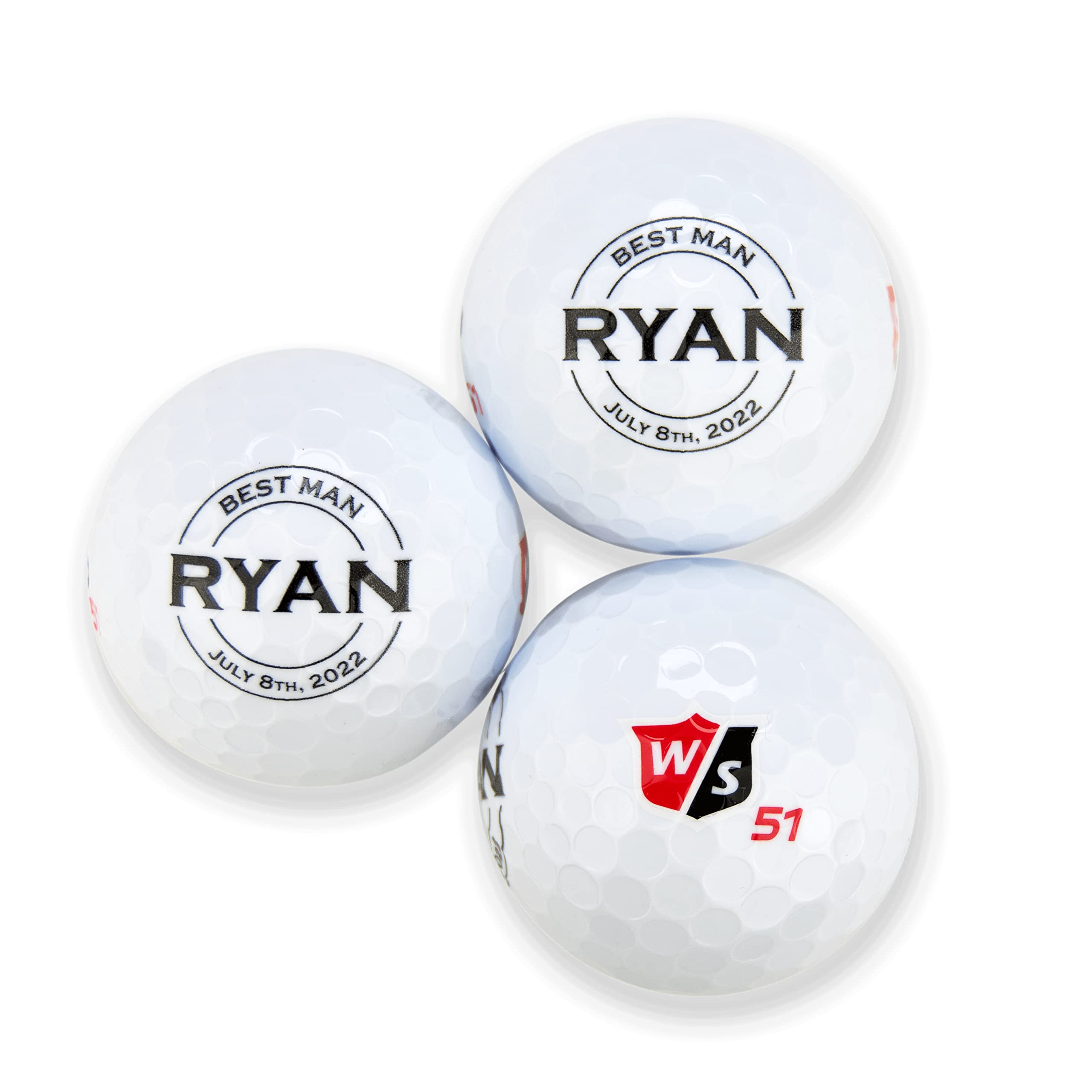 Wilson Sleeve of 3 Personalized Golf Balls for Men, Groomsmen Gift, Father of The Bride Gifts, Custom Design for Groomsmen, Officiant, Ushers, Best