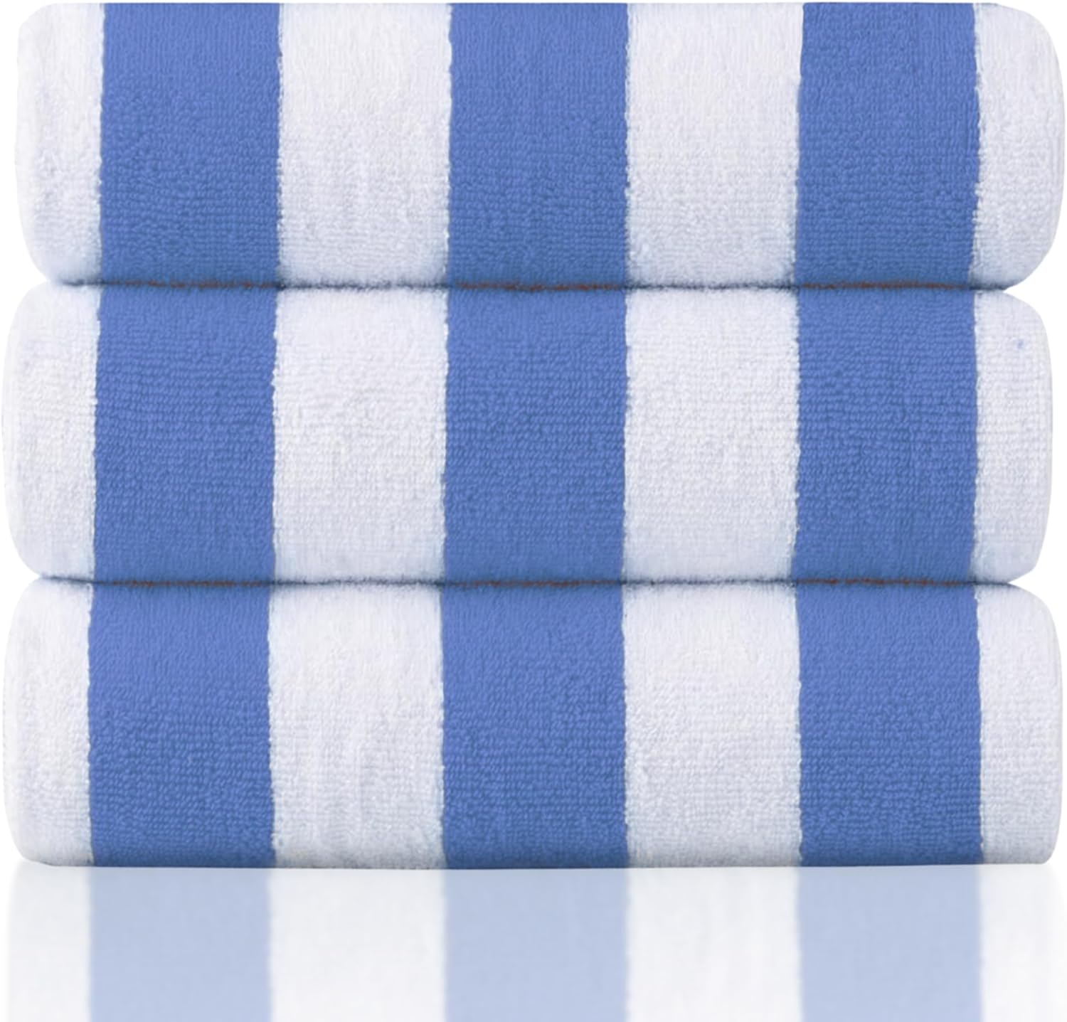 Cabana Blue Stripe Towel - 3 Pack - 100% Ring Spun Cotton - Oversized Pool & Beach Towels, 30 x 60 Inches, for Men, Women & Kids – Highly Absorbent & Lightweight (Blue)