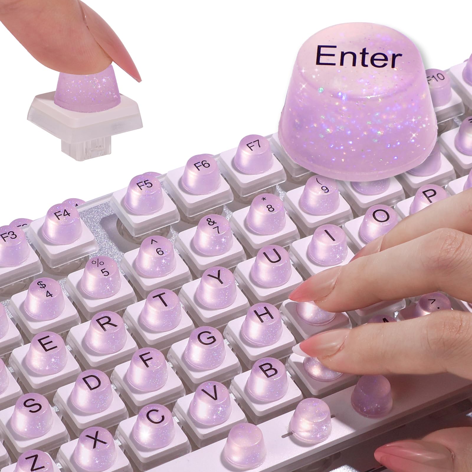 128pcs Keyboard Bubbles for Long Nails with Number Pad Typing Protection