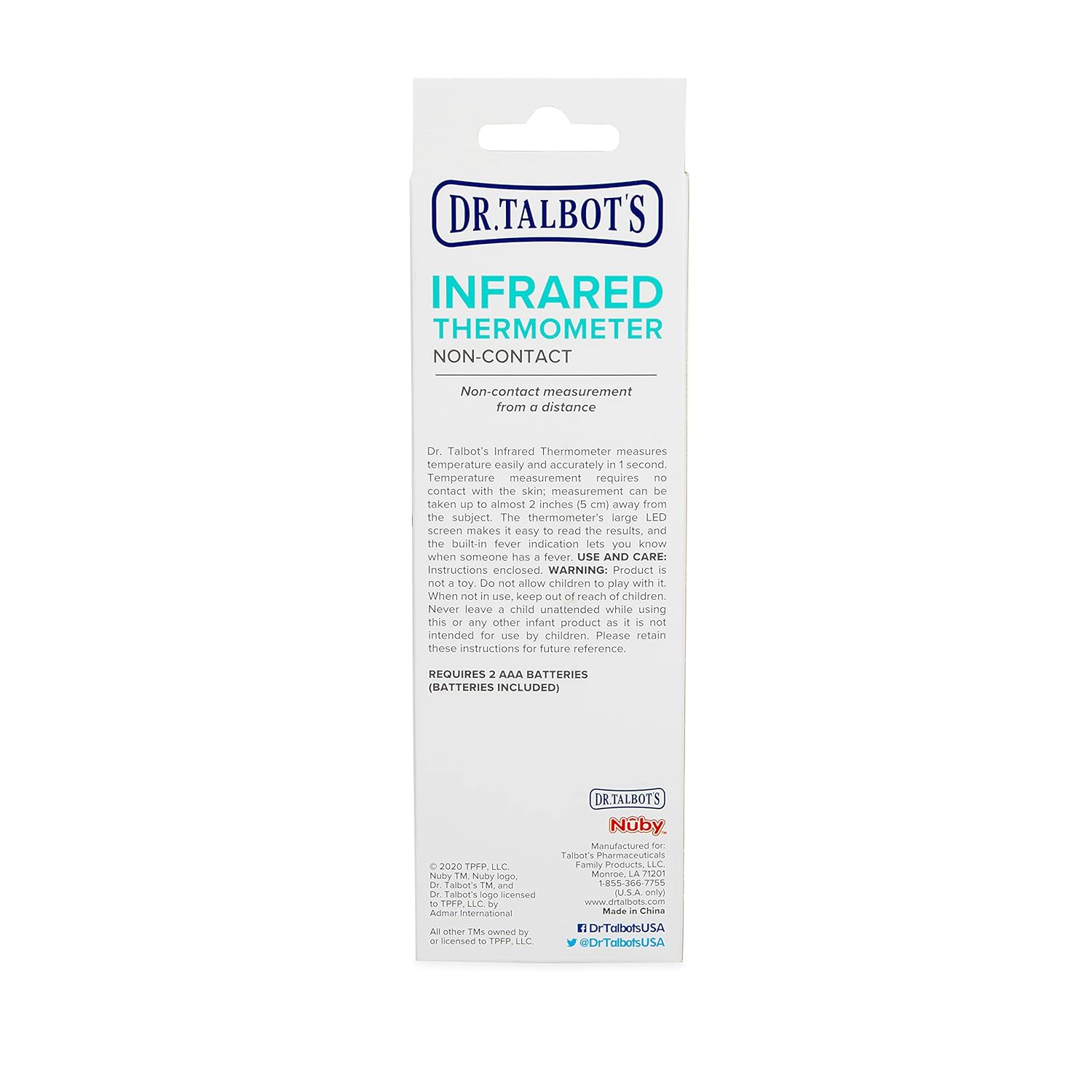 Dr. Talbot's Non-Contact Acrylic Infrared Thermometer with Led Screen, Fever Warning Indicator, Accurate 1 S Reading for Baby, Kids, Adults, Black : Health & Household