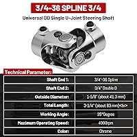 Vista 2 de 3/4-36 Spline X 3/4" DD Universal U Joint Endxedo Chrome Single Dirección Eje U-Joint 35° Grado Ángulo de trabajo máximo