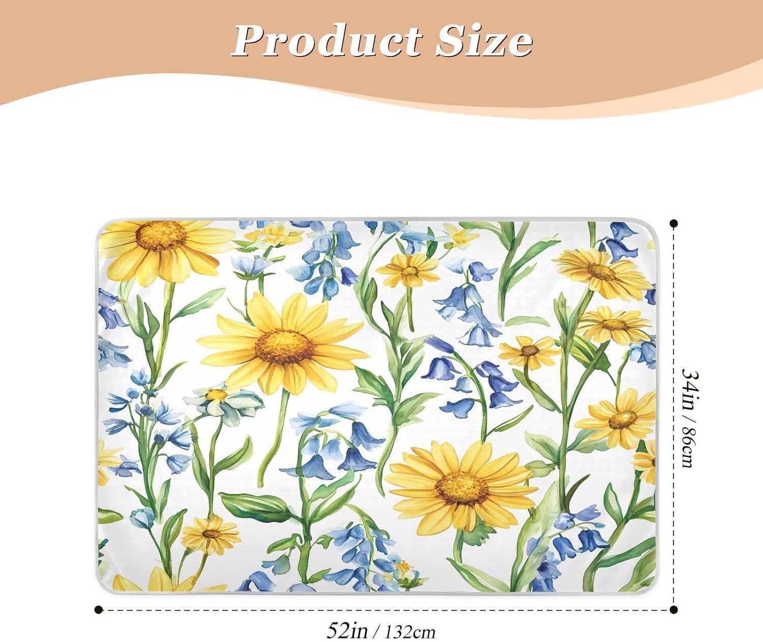 CEBUGI 34” x 52”Washable Underpads Heavy Absorbency Waterproof Incontinence Bed Pads Watercolor Wildflowers Pee Pads for Adults Kids and Baby