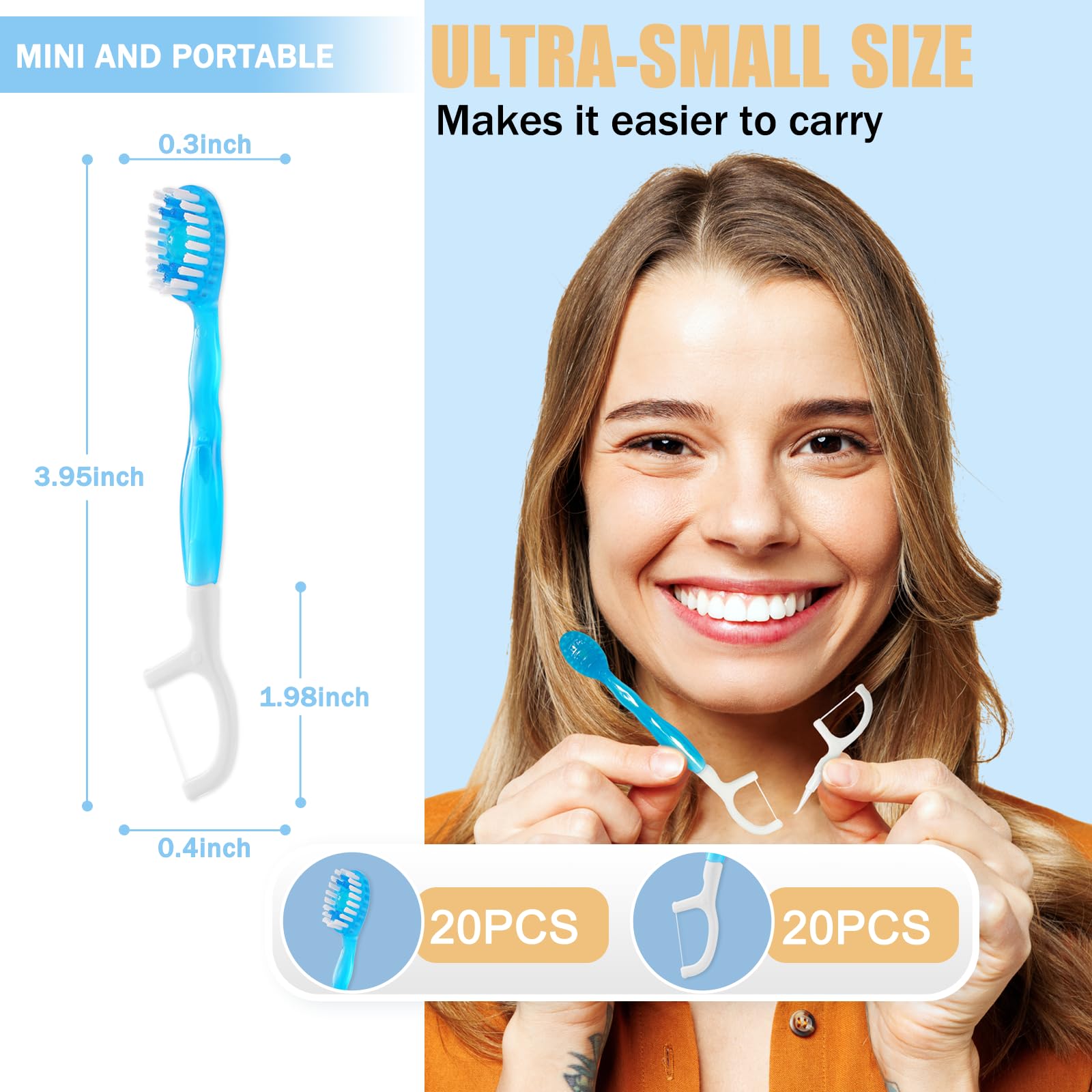 20 cepillos de dientes desechables de viaje empaquetados individualmente con pasta de dientes, conveniente mini cepillo de dientes desechable 5 en 1 (cepillo de dientes + pasta de dientes + raspador 3