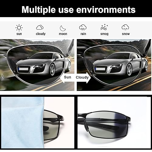 Miniatura 3 de YIMI Gafas de sol polarizadas para conducción fotocromática z87 para hombres y mujeres gafas de seguridad diurna y nocturna (A395-black), A395-negro