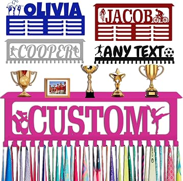 Personalized Medal Holder with Name Logo Quote Custom Hanger Display