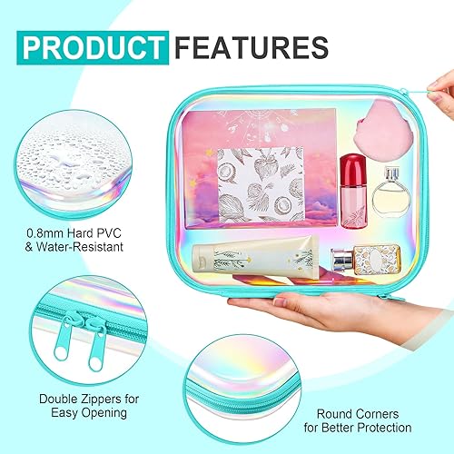 Miniatura 3 de Sanwuta 6 fundas rígidas transparentes con cremallera, bolsas de plástico duro con cremallera, bolsa de maquillaje, fundas transparentes para