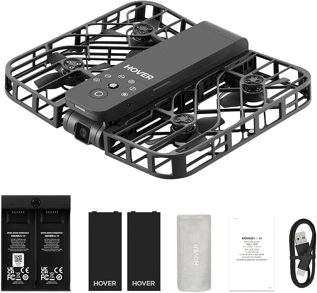 HOVERAir X1 Drone with Camera, Self-Flying Camera Drone with Follow Me Mode, Foldable Mini Drone with HDR Video Capture, Palm Takeoff, Intelligent Flight Paths, Hands-Free Control Black (Combo Plus)