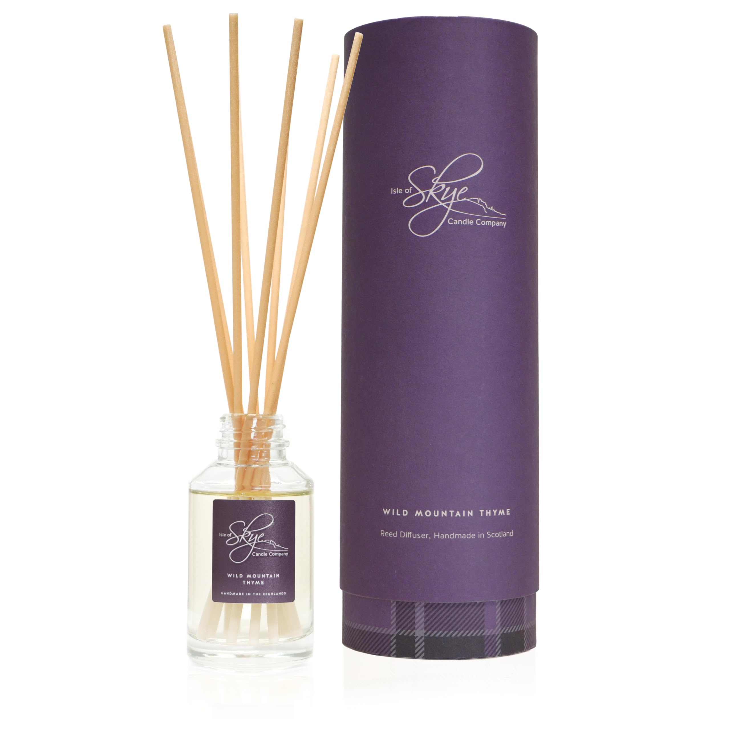 Isle Of Skye Candle Company Black Wild Mountain Thyme Reed Diffuser | Premium Fragrance | Hand-Poured In Scotland | Elegant Tartan Packaging | Weeks Diffuse Time | Plant-Based, Sustainable Augeo Size 10