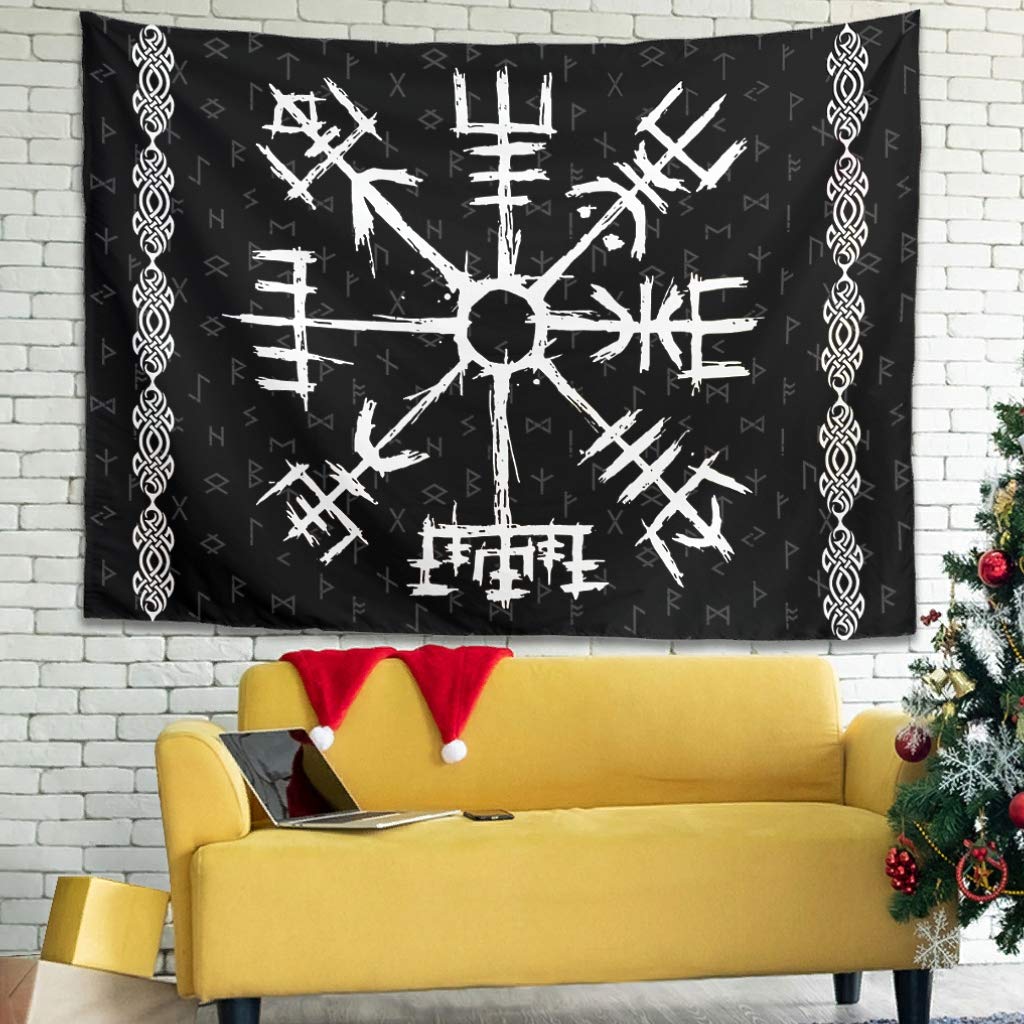 Firelife Viking Runes Tapestry Wall Hanging Cloth Decorative Cloth Tapestry Tapestry Tapestry Wall Art for Bedroom Living Room Beach Towel Picnic Blanket, White, 200x150cm