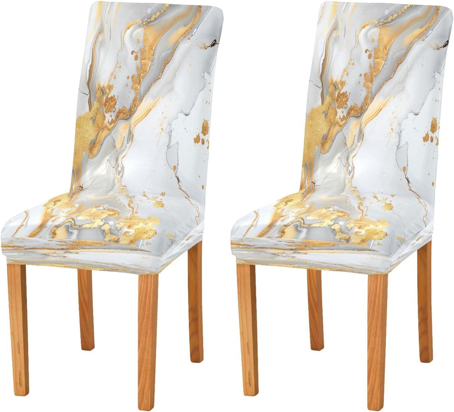 ALAZA White Gold Marble Dining Room Chair Slipcovers Dining Chair Covers Parsons Chair Slipcover Office Chairs Stretch Chair Covers for Dining Room
