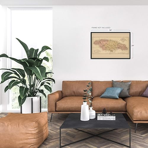 Miniatura 5 de Historix Vintage 1893 Jamaica Mapa  240 x 361in diseño de mapa de Jamaica vintage de la isla de Jamaica