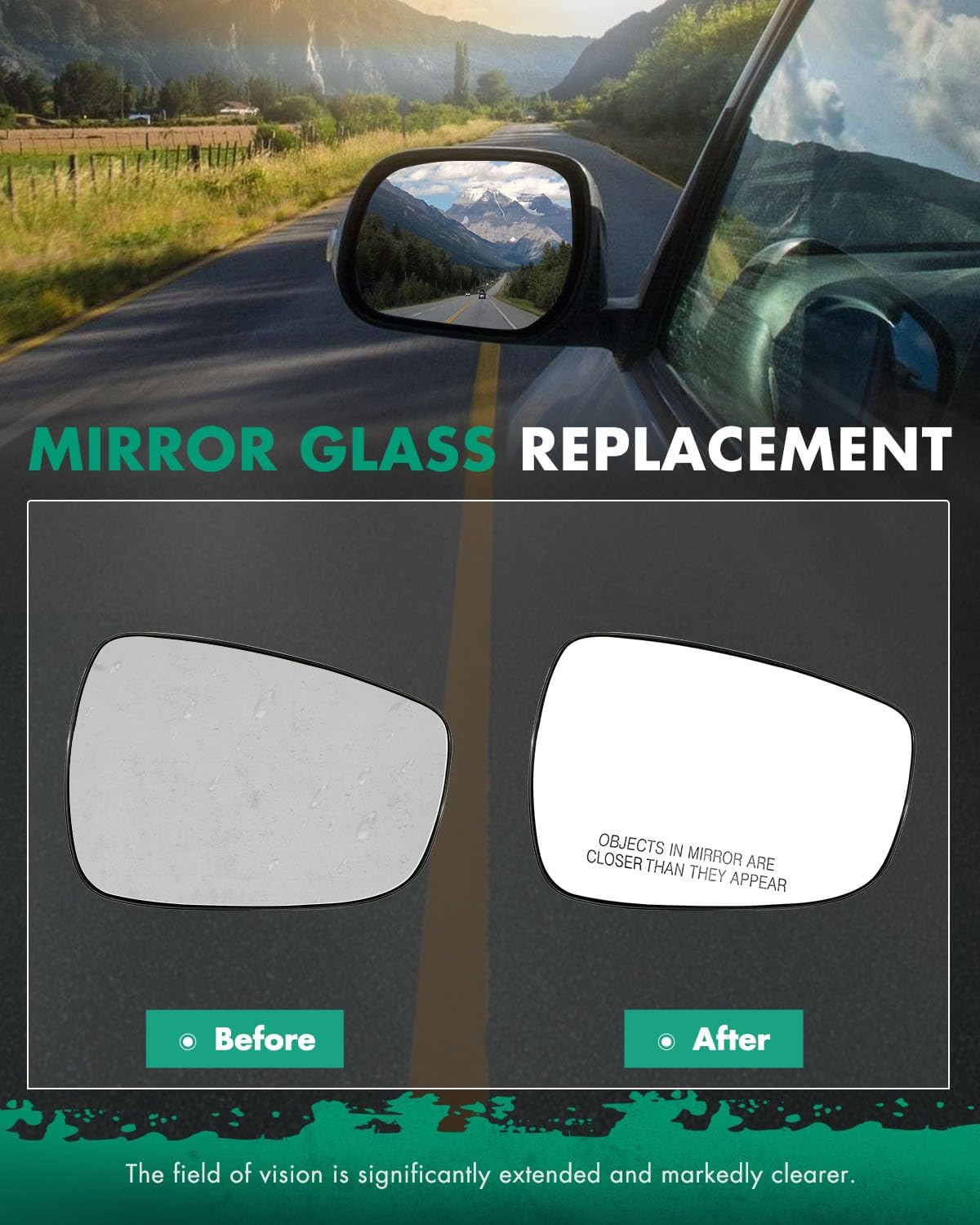 SCITOO Side View Mirror Glass Passenger Right Side Fit For 2011-2016 For HYUNDAI ELANTRA W/O HEATED Replacement Exterior Mirror Glass