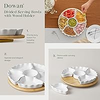 Vista 5 de DOWAN 360° Rotatable Serving Tray and Platters, 12 Inch Divided Serving Bowls for Party, Kitchen Decor, Removable Serving Dishes for Chips and Dip