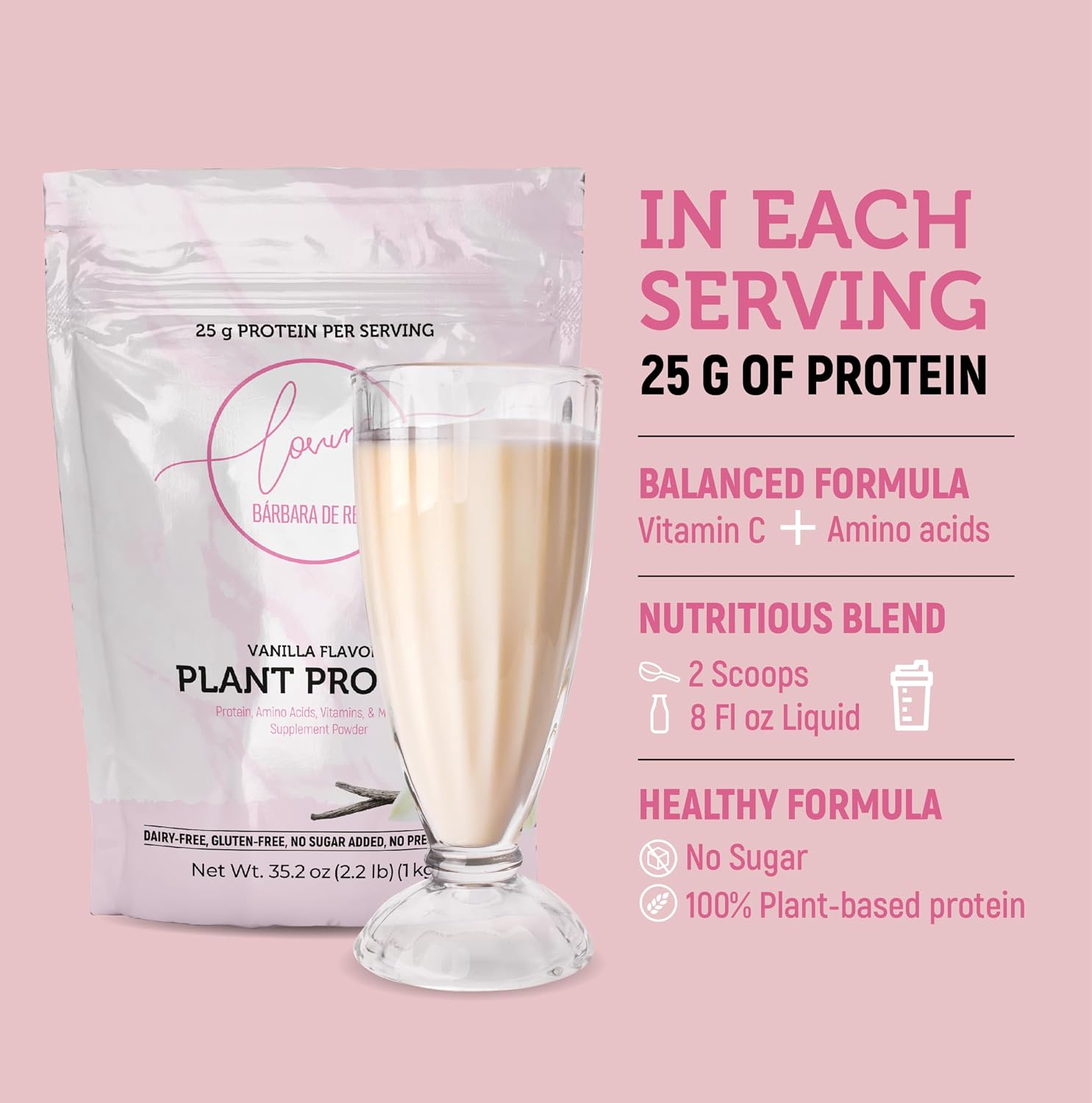Loving it by Barbara de regil Plant Based Protein Vainilla Flavor 26 Servings 2.2 lb