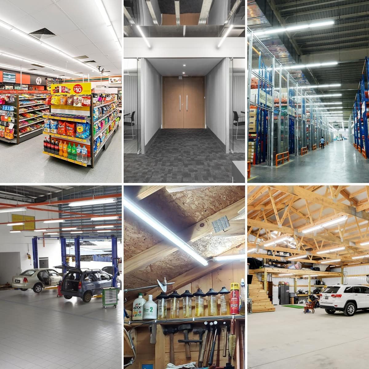 SHOPLED 4FT LED Shop Light, 48W 7200LM 6000K Cool White, D-Shape 300° Beam Angle, Linkable T8 LED Tube Lights Fixtures, 4 Foot Shop Lights for Workshop Garage Workbench, ETL Listed, 4 Pack