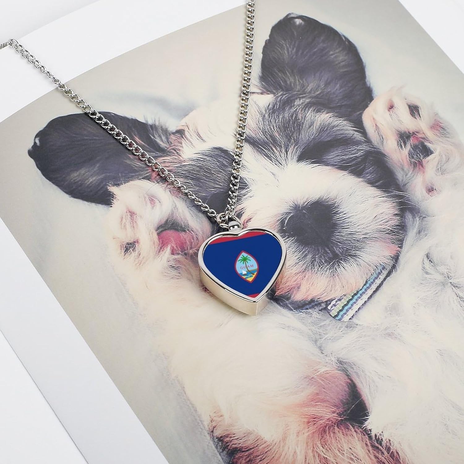 Guam Flag Pet Urn Necklace Ashes Cremation Pendant | Personalized Jewelry,Gifts for Dog Lovers