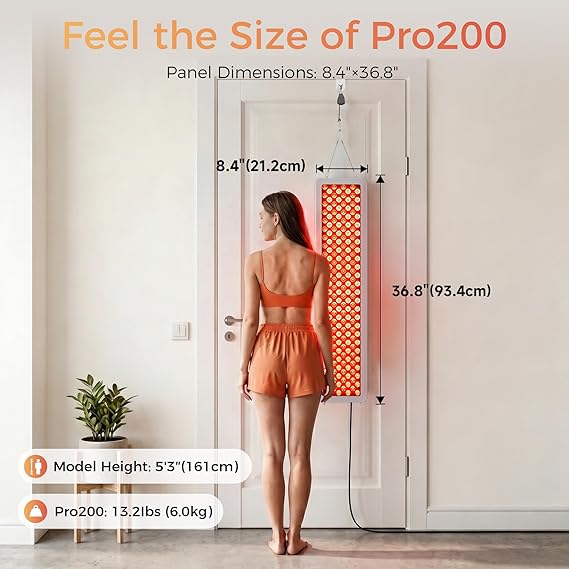 BestQool Red Light Therapy Panel for Body, Face. 4 Wavelengths Elite Grade Full Body Near Infrared Therapy Device Dual Chip 200 LEDs, High Power Red Light Lamp at Home.