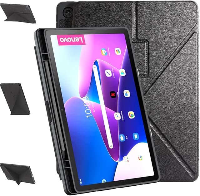 DONGZHU Case for Lenovo Tab M10 Plus 3rd Gen 10.6 Inch Multi-angle Adjustable Full Protection Soft TPU Back with Auto Wake/Sleep for Lenovo Tab M10 Plus 3rd Gen 10.6" Tablet 2022