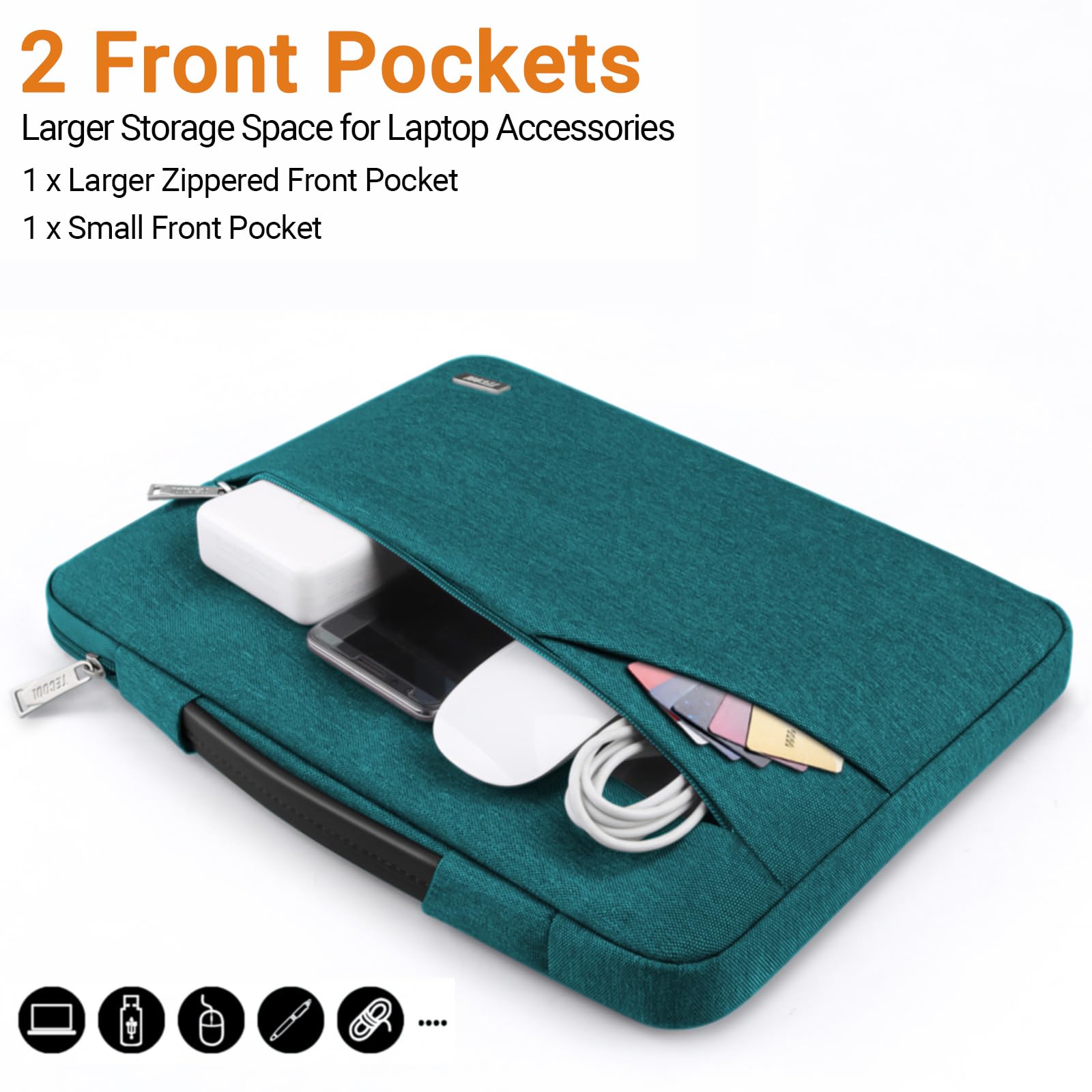 TECOOL 15,6 Pollici Custodia PC Portatile per 15-15,6 Pollici Acer HP Lenovo Thinkpad Ideapad dell ASUS Chromebook Notebook Laptop, Custodia Protettiva Borsa Sleeve Impermeabile, Teal