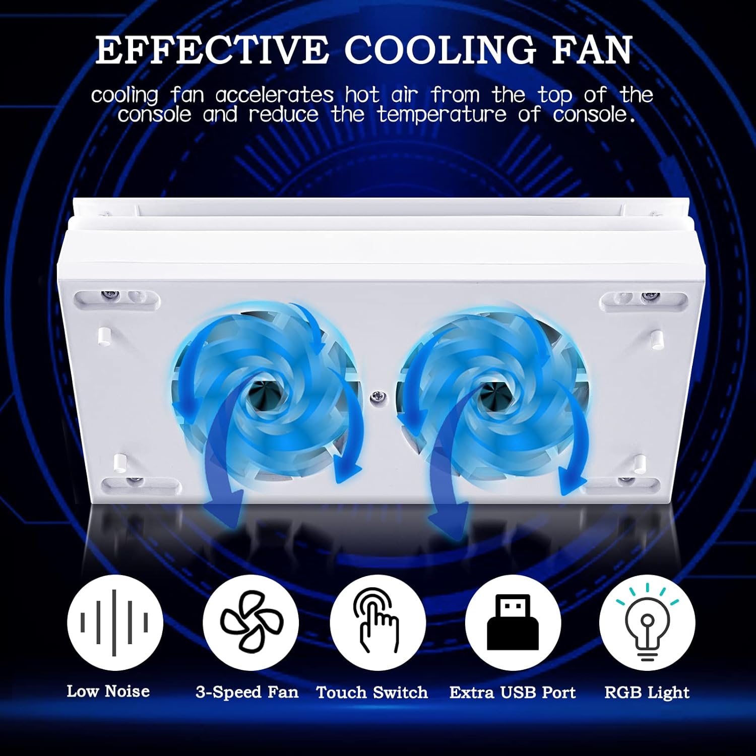 Cooling Fan for Xbox Series S, Dustproof Fan Cooling System for Xbox Series S with 3 Speed 4000/4300/4500RPM and 7 Modes RGB Light Strip, Low Noise, Dust Filter, Independent Touch Switch, 2 USB Port : Video Games