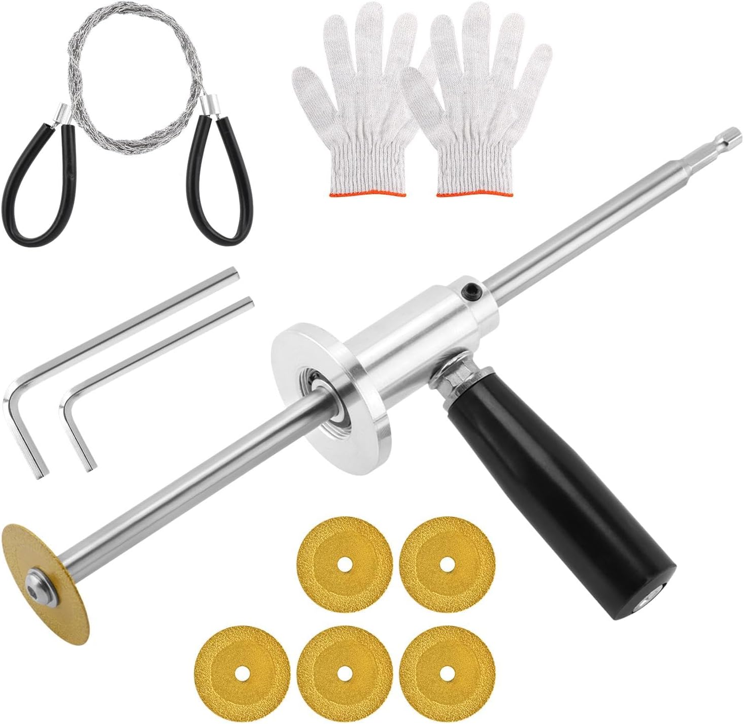 7-Inch PVC Pipe Cutter Tool for Drill-Internal/Inside Pipe Cutting, PVC Cutter Tool Set with Adjustable Depth Gauge, Gloves, Hex Shank, 6PCS Blades for Plumbing, Irrigation, DIY Projects