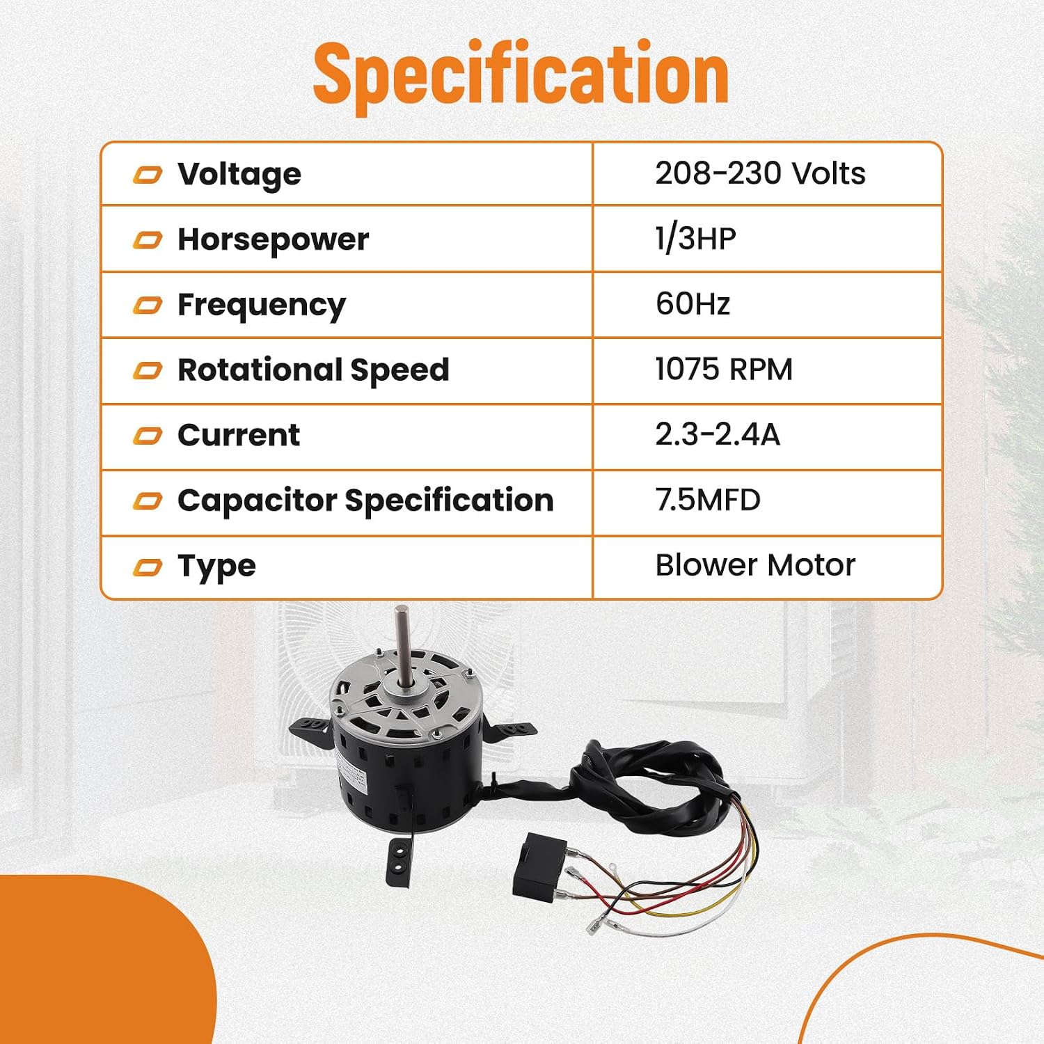 maXpeedingrods 5KCP39GGP993 Furnace Blower Motor Replaces for GE Genteq | 1/3HP, 208-230V, 1075RPM, 5KCP39GGP993AS, for Goodman Furnace BT1340027S, etc