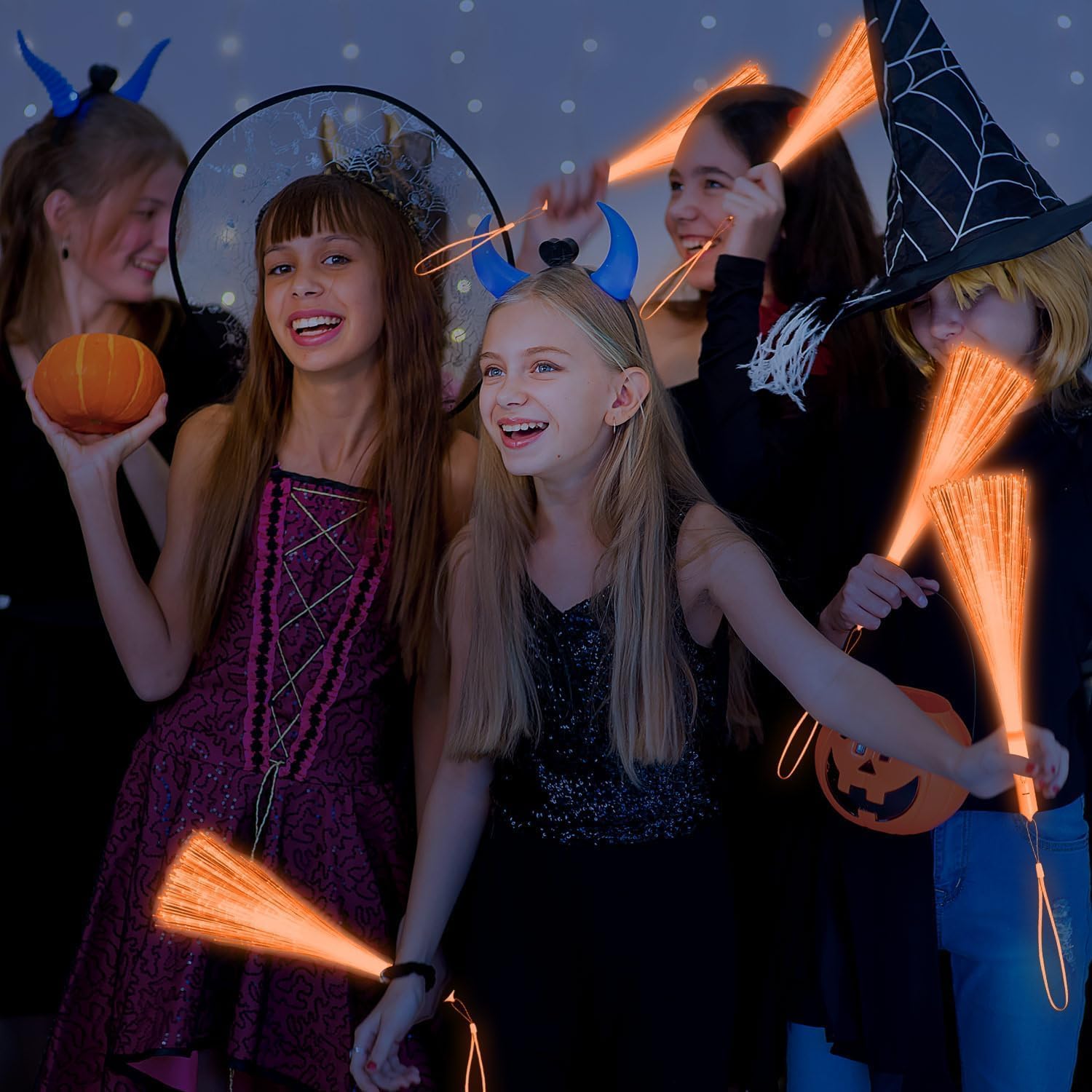 90 PCS Fiber Optic Wands Glow Fiber Wands Bulk LED Light Up Wands with 3 Flashing Modes LED Flashing Sticks for Valentine's Day Wedding Gender Reveal Birthday (Orange)