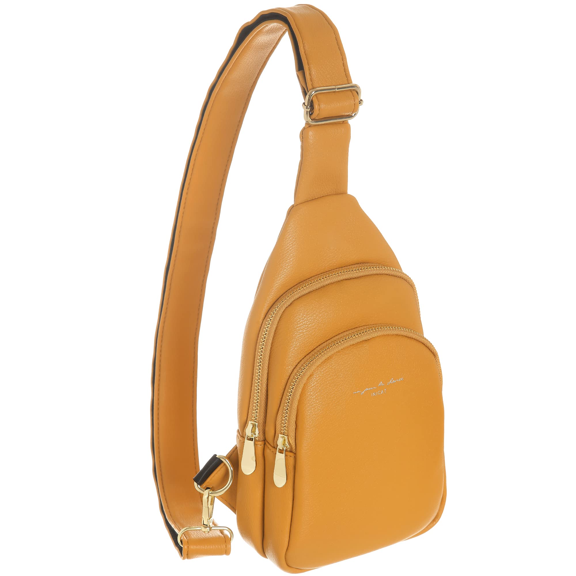 INICAT Small Crossbody Sling Bag Faux Leather Fanny Pack Purses for Women Teen Girlsï¼ˆStyle 3-Yellowï¼‰