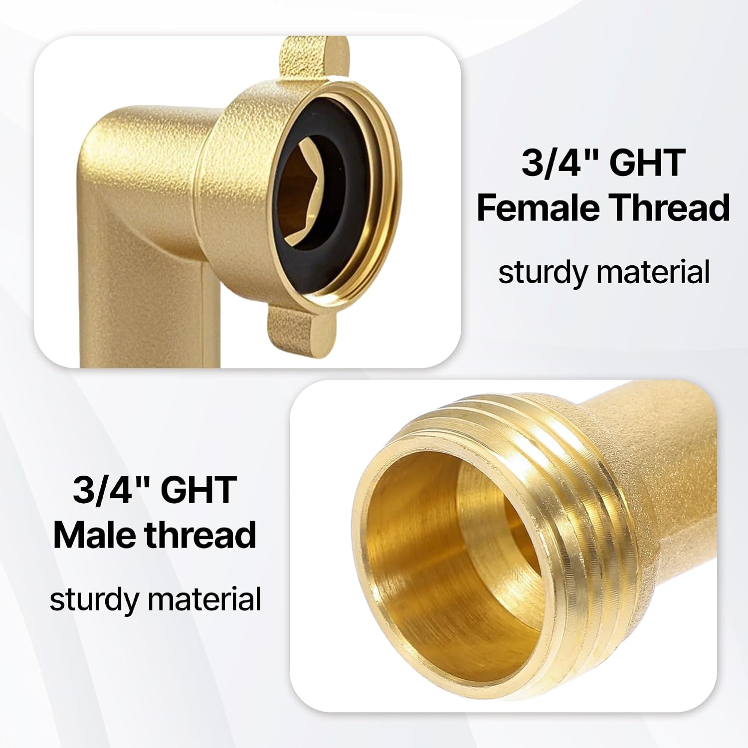 90-Degree Hose Elbow Connector, Durable Brass Design for RV Water Hoses and Outdoor Faucets, Easy Grip for Effortless Handling, Perfect for Home and RV Applications (1 Pcs)