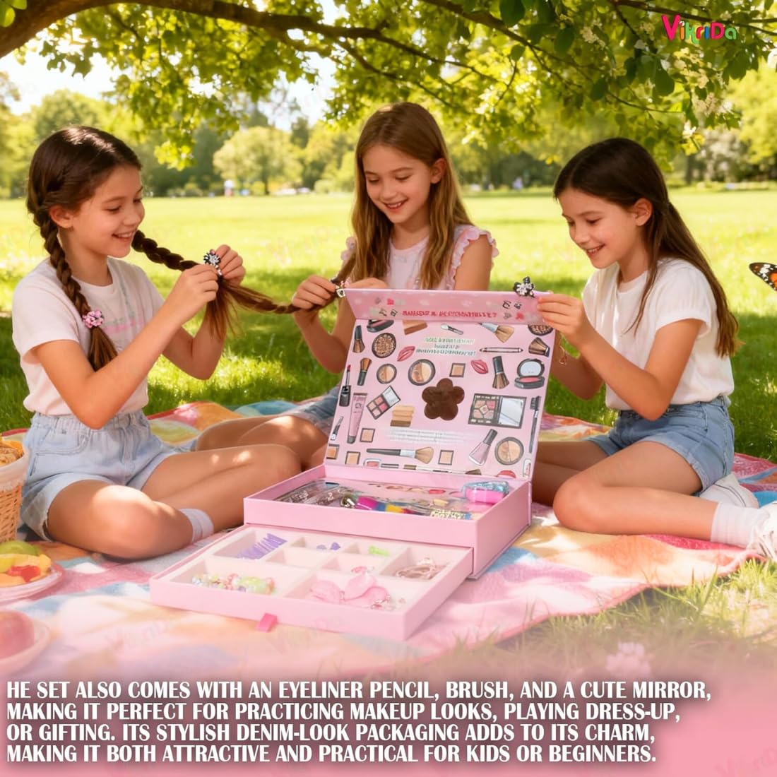 Buy VikriDA 42-in-1 Kids Washable Makeup Kit | Fold-Out Cosmetic