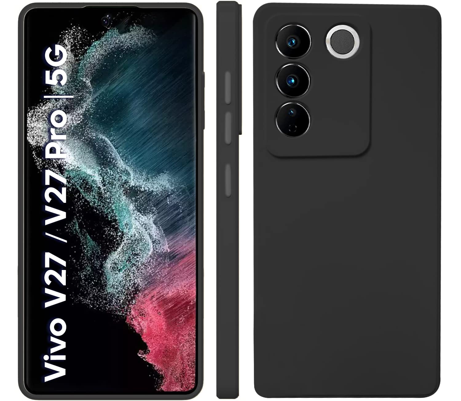 TRUEUPGRADE Liquid Silicone Designed Back Case Cover for Vivo V27 / V27 PRO 5G | Microfiber Inside | Bumper Back Cover Case for Vivo V27 / V27 PRO 5G - Black (B0C4985R1N) Amazon Price History, Amazon Price Tracker