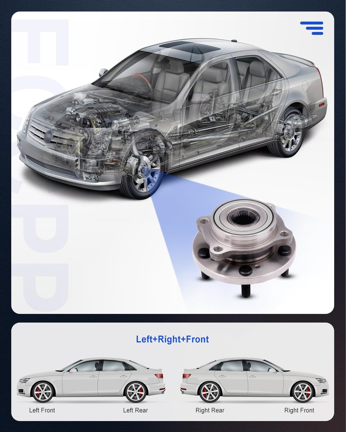 ECCPP Wheel Hub and Bearing Assembly Front 513219 fit for Mitsubishi Eclipse 2006-2012, for Mitsubishi Endeavor 2004-2008, f 5 Lugs Wheel Bearing Hubs 2pcs