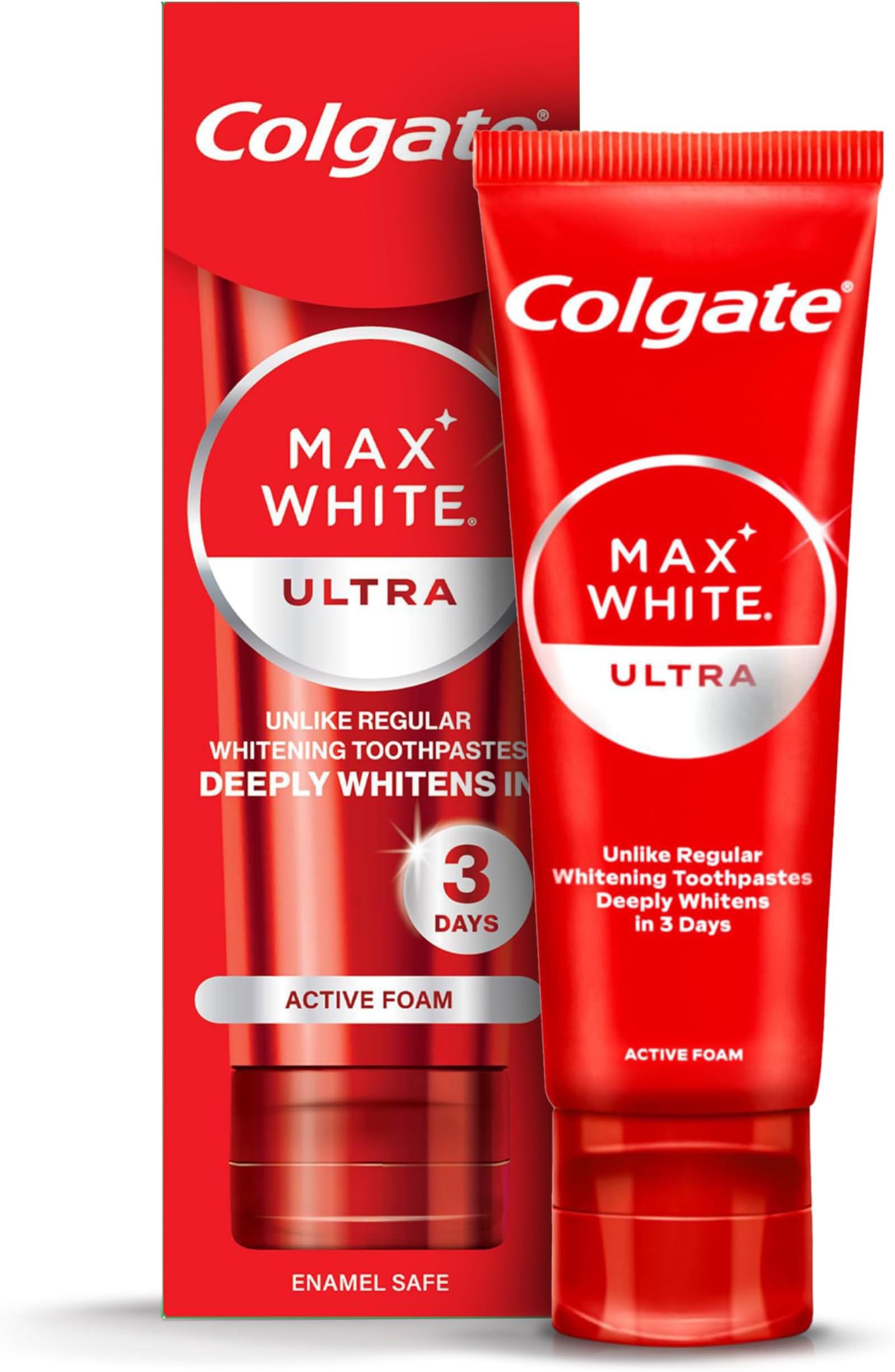 Colgate Max White Ultra Active Foam Toothpaste 50 ml - Whiter Teeth in 3 Days