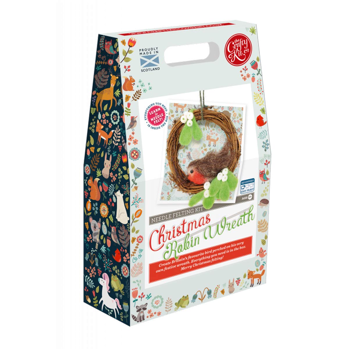 The Crafty Kit Company Christmas Robin Wreath DIY Needle Felting Craft Kit for Christmas Gifts Beginner-Friendly – Made in The UK