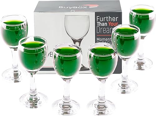 Cordial Glasses - Juego de 6 copas de licor, absenta, mini copas de vino de puerto, vasos de chupito, cristalería Apertif (2 oz/1.9 fl oz) vidrio