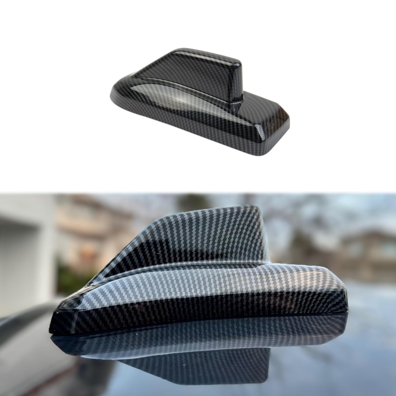 Ozukyn for 2019-2022 Chevy Silverado 1500/GMC Sierra 1500 for 2020-2023 Sierra/Silverado 2500 3500 HD Carbon Fiber Pattern Shark Fin Shape Roof Antenna Cover Decor Trim