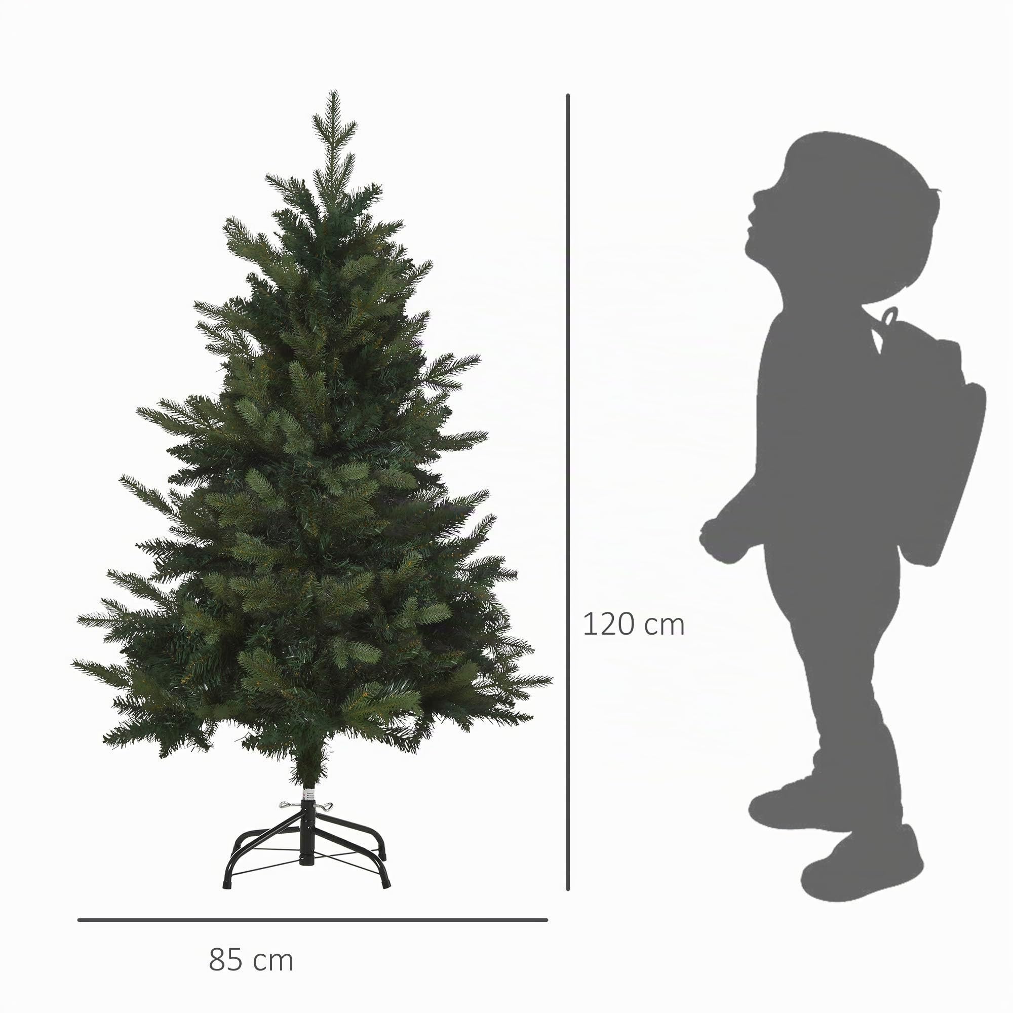 HOMCOM Künstlicher Weihnachtsbaum 120 cm mit 657 Spitzen Metallständer