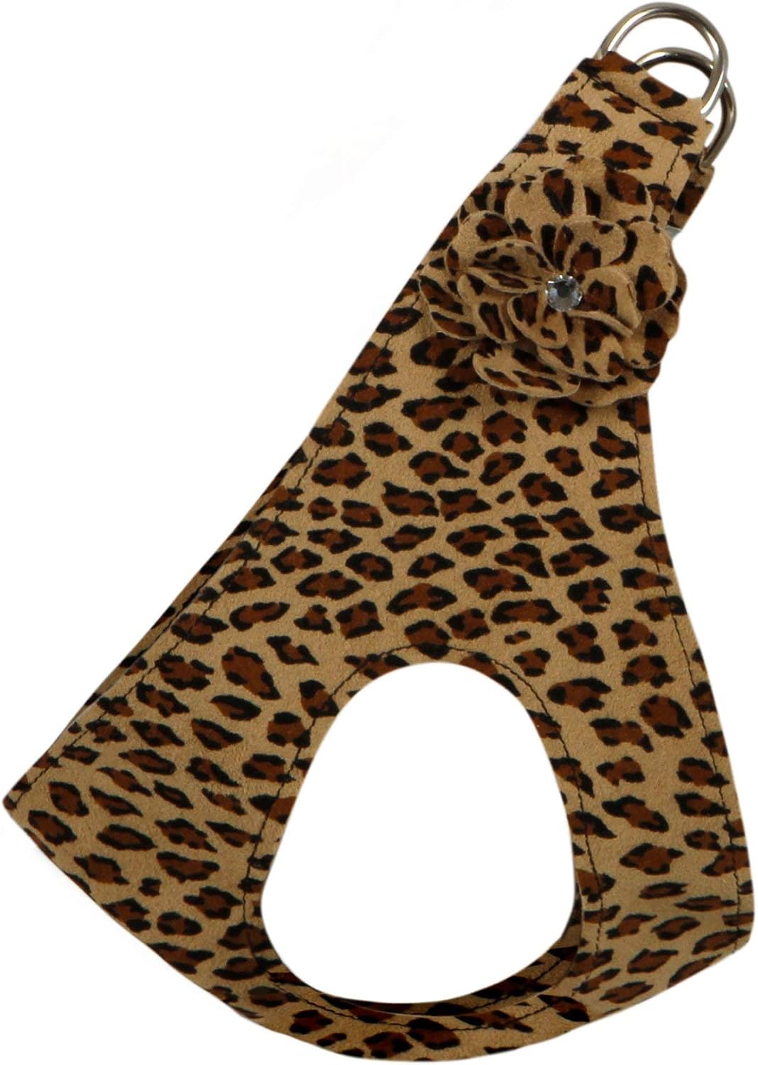 Susan Lanci Designs Premium Ultrasuede Tinkies Garden Flower Step in Harness, Cheetah, Medium