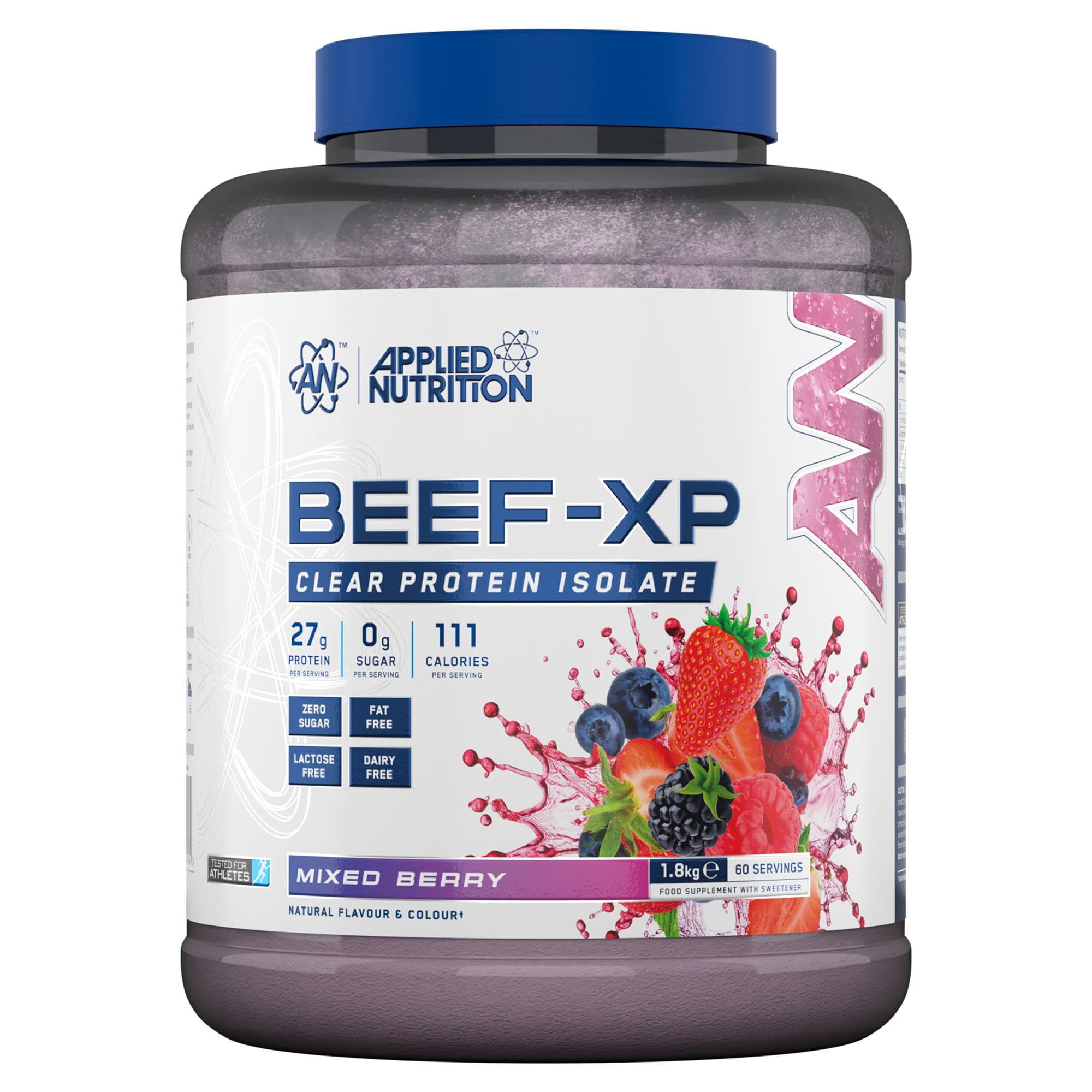 Applied Nutrition Clear Hydrolysed Beef Protein Isolate Powder, Fruit Juice Style, Dairy Free, Lactose Free, Zero Sugar, Low Fat, 1.8kg - 60 Servings (Mixed Berry)