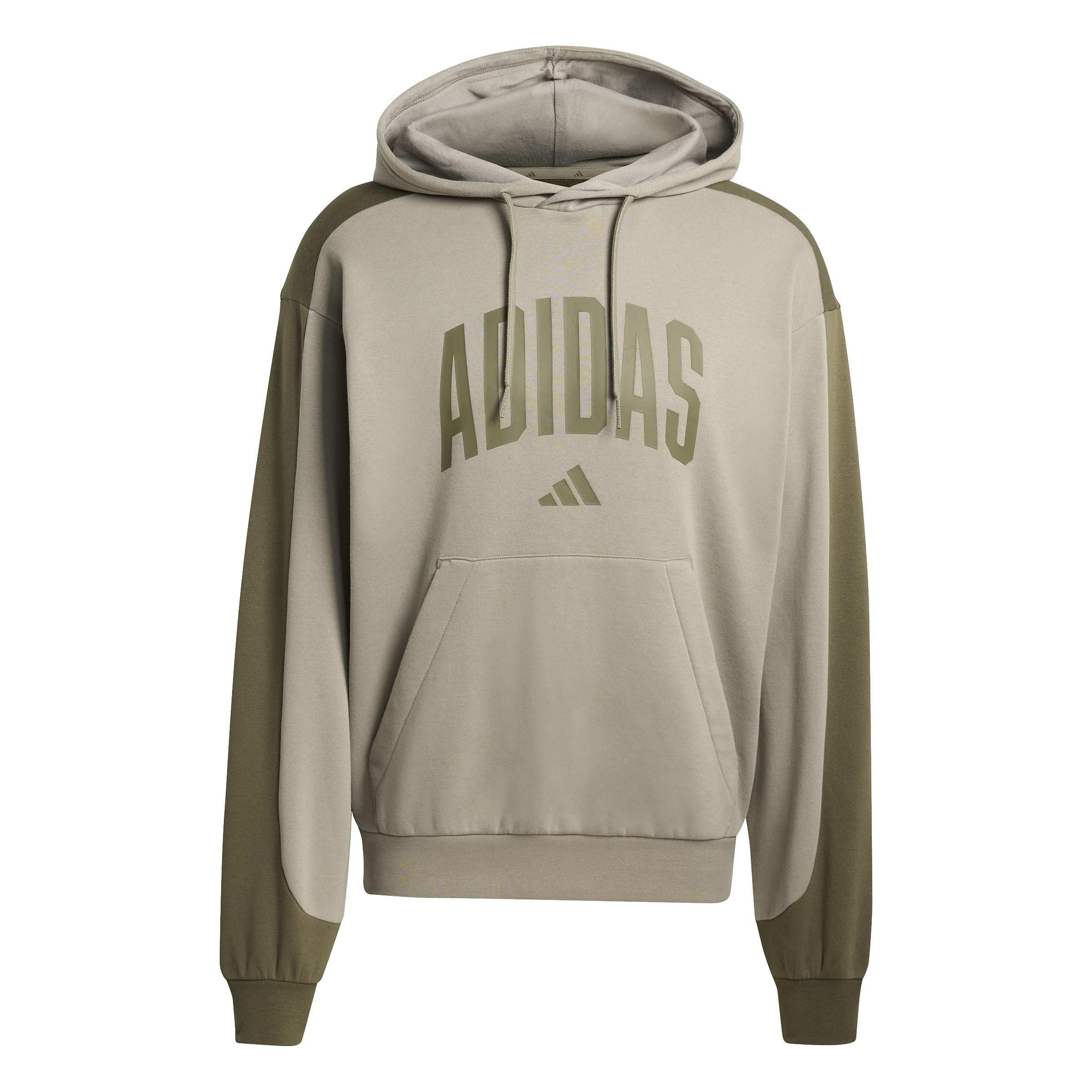 adidas Men's COLLEGIATE FLEECE HOODIE, silver pebble/olive strata, M