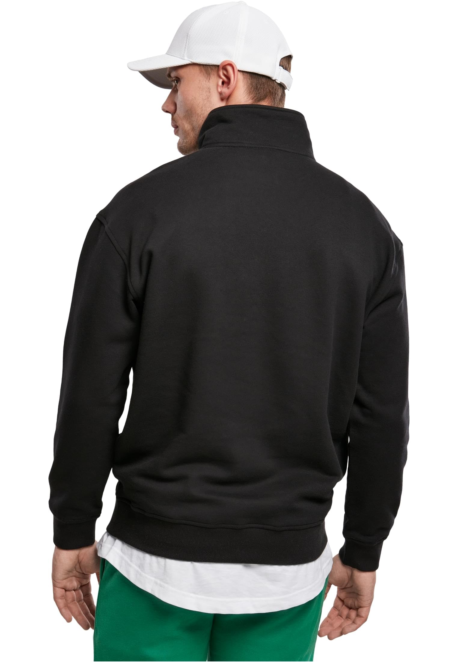 Urban Classics Męska bluza Organic Cotton Basic Troyer z zamkiem błyskawicznym i stójką, sweter dla mężczyzn w rozmiarach S - 5XL, czarny, S