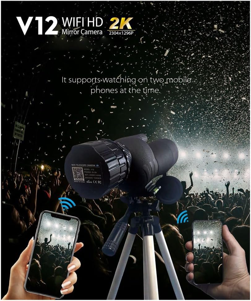 2K 4 Million High-Definition WiFi Electronic Eyepieces, Telescopes, Bird Watching and Other General- Calibers Easy Install