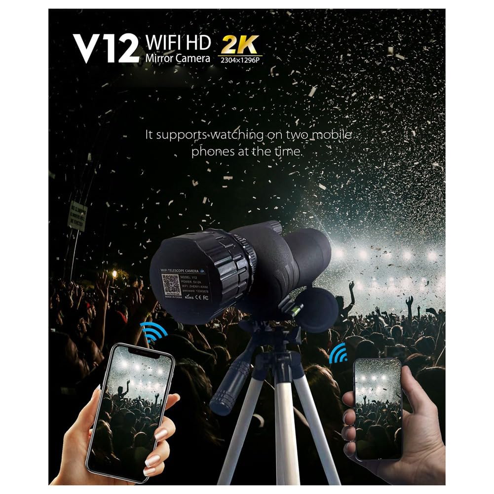 2K 4 milioni di Oculari WiFi elettronici ad alta risoluzione, telescopi, birdwatching e altri calibri multiuso, facile da installare