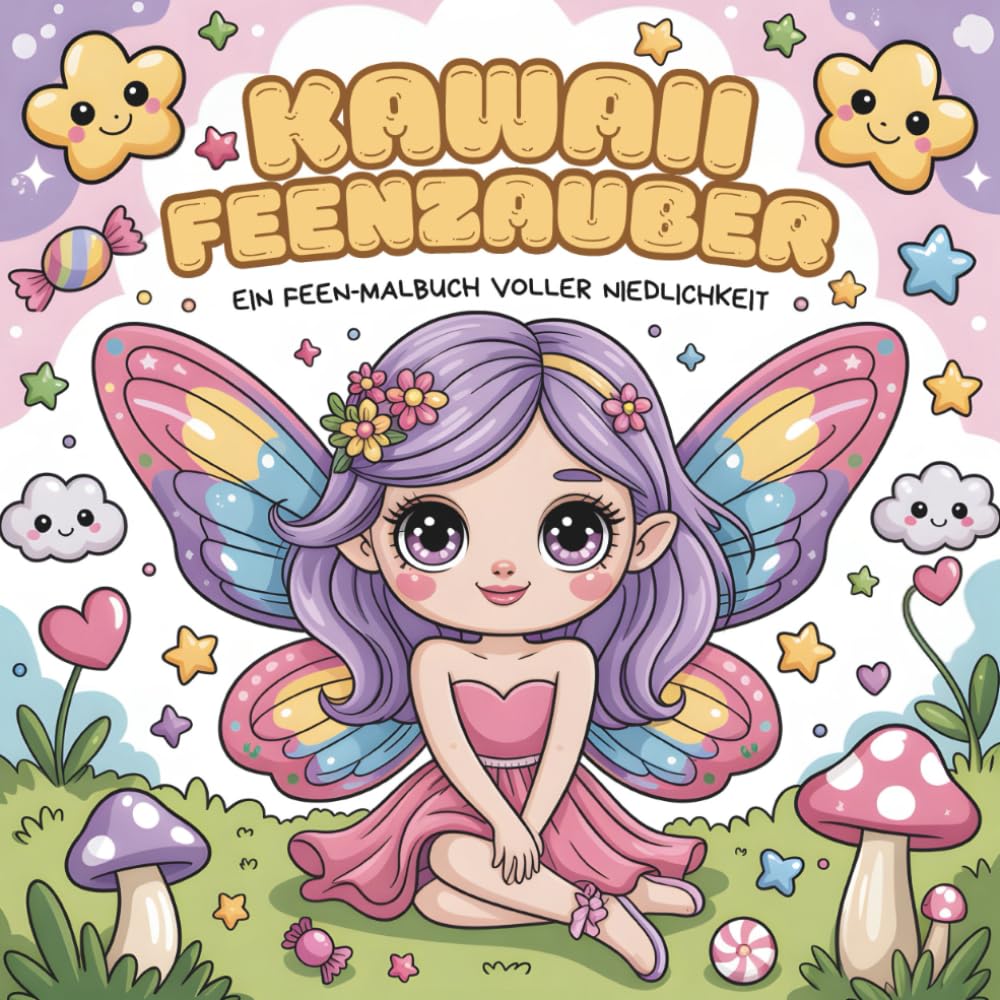 Kawaii Feenzauber - Ein Feen-Malbuch voller Niedlichkeit: 50 liebevoll gestaltete Feen-Ausmalbilder für Entspannung & Kreativität ab 4 Jahren