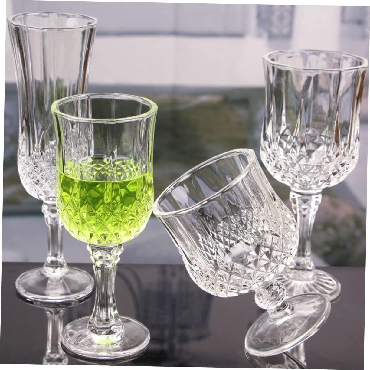 Diamant Weingläser 4 Stück aus Glas für Zuhause und Hotel