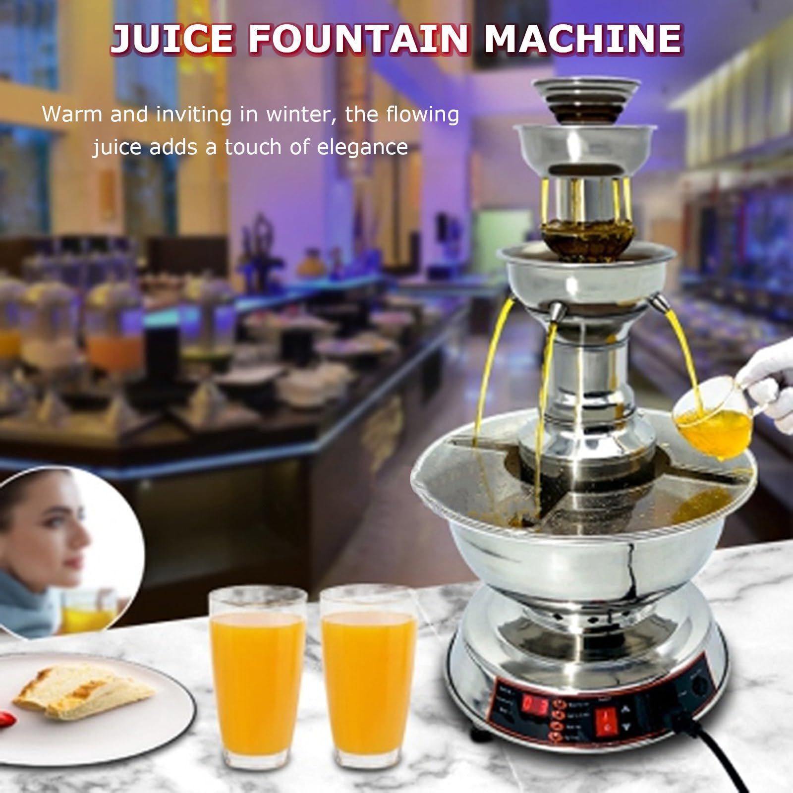 Fuente De Fiesta De 3 Niveles, Máquina De Fuente De Vino De 120 W, Ajuste de Temperatura de 0-100°, para Bebidas de Vino, Ideal para Bares y Bodas