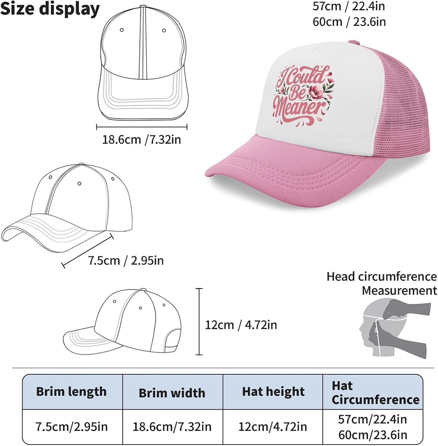 I Could Be Meaner Golf Hats Camping Cap for Grandma - Image 4