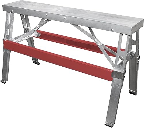 Miniatura 3 de Wallboard Tools Marshalltown - Banco plegable de aluminio, portátil y resistente, patas ajustables, fabricado en los Estados Unidos, 031-016